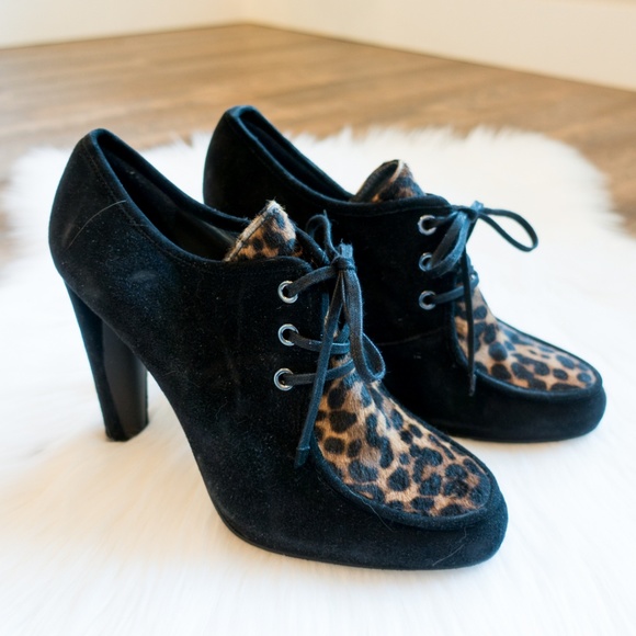 Stuart Weitzman Leopard Suede Booties - Picture 1 of 5